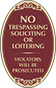Burgundy Background – No Trespassing Soliciting Or Loitering Oval Sign