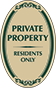 Green Border & Text – Private Property Residents Only Oval Sign