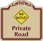 Burgundy Border & Text – No Outlet Private Road Sign