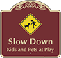 Burgundy Background – Kids And Pets At Play Sign
