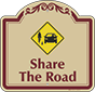 Burgundy Border & Text – Share The Road Sign