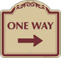 Burgundy Border & Text – One Way Sign (Right Arrow)