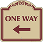 Burgundy Border & Text – One Way Sign (Left Arrow)
