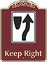 Burgundy Background – Keep Right Sign