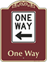Burgundy Background – One Way Sign (Left Arrow)