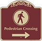 Burgundy Background – Pedestrian Crossing Right Sign