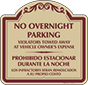 Burgundy Border & Text – Bilingual No Overnight Parking Sign