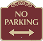 Burgundy Background – No Parking (Double-headed Arrow)