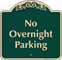 Green Background – No Overnight Parking Sign