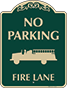 Green Background – No Parking Fire Lane Sign