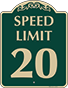 Green Background – Speed Limit 20 Sign