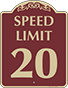 Burgundy Background – Speed Limit 20 Sign