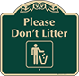 Green Background – Please Don't Litter Sign