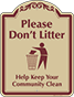 Burgundy Border & Text – Please Don't Litter Sign