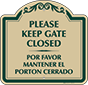 Green Border & Text – Bilingual Please Keep Gate Closed Sign