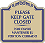 Burgundy Border & Text – Bilingual Please Keep Gate Closed Sign