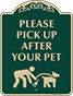 Green Background – Please pick up after your pet Sign