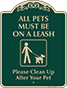 Green Background – All Pets Must Be On A Leash Sign