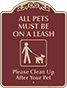 Burgundy Background – All Pets Must Be On A Leash Sign