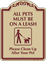 Burgundy Border & Text – All Pets Must Be On A Leash Sign