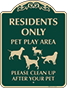 Green Background – Residents Only Pet Play Area Sign