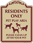 Burgundy Border & Text – Residents Only Pet Play Area Sign