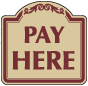 Burgundy Border & Text - Pay Here Sign