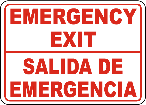 14x10 inch Aluminum Made in USA Emergency Evacuation Area Bilingual Sign 