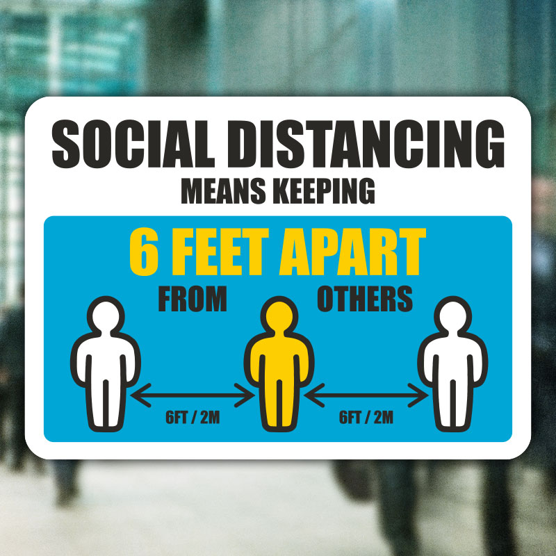 Keep A Safe Distance Of At Least 2 MetresSocial Distancing Signage or Sticker 