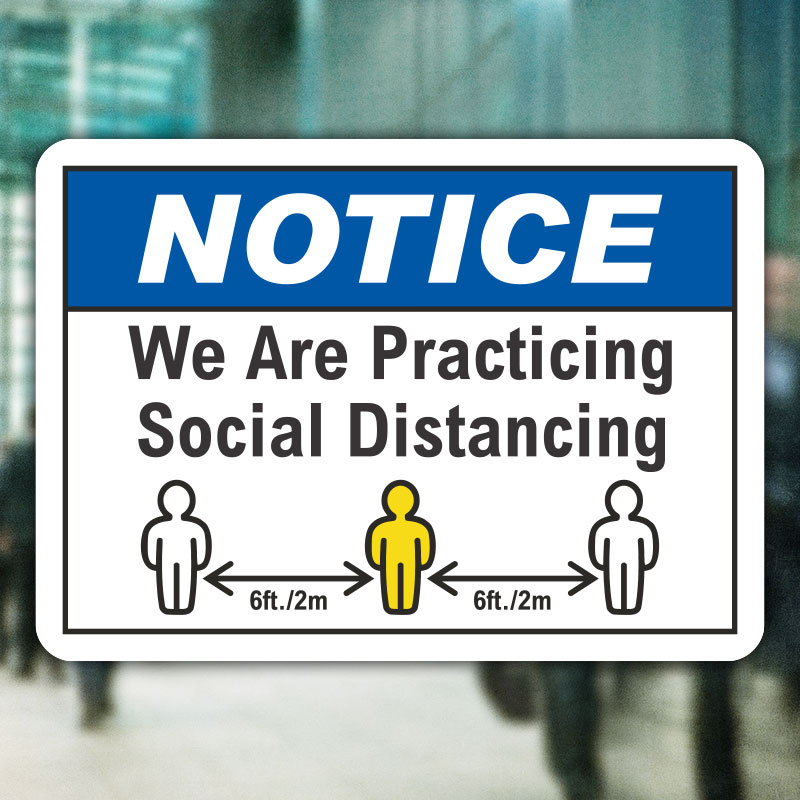 Gloss Safe Sign Adhesive Sticker Vinyl 2m Distance Social Distancing Notice 