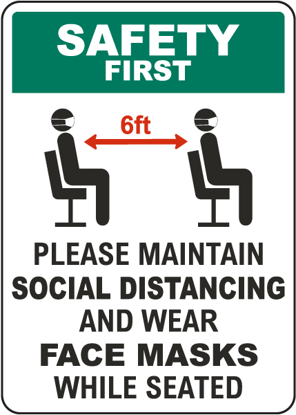 Sticker Mask Sign 19Covid Social Distancing Safety Plastic HANDS FACE SPACE 