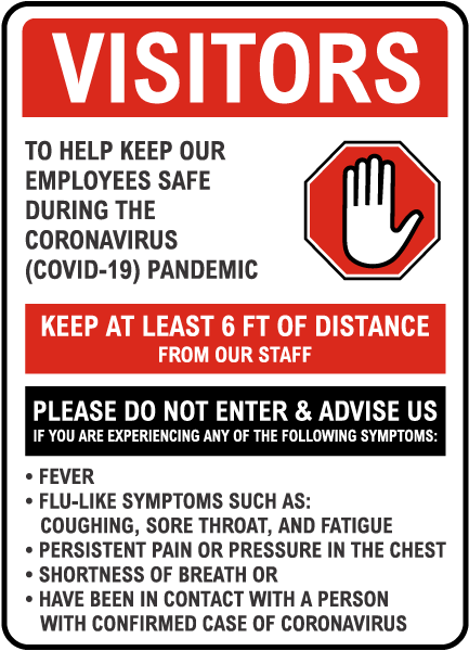 Visitors Infection Control Sign D66 By Safetysign Com