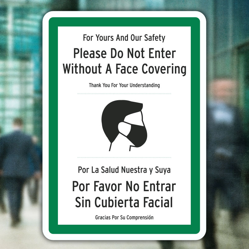 Bilingual Do Not Enter Without Face Covering Sign D6251BI
