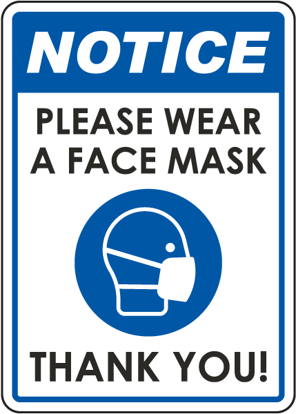 FACE COVERING REQUIRED WARNING DECAL SAFETY SIGN C-19 MASK PPE 