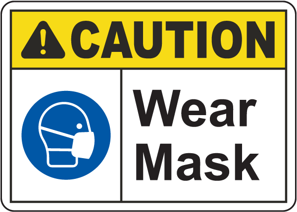 Warning Wear Face Mask Sticker Caution Keep Avoid 6 ft Distance Decal Sign 