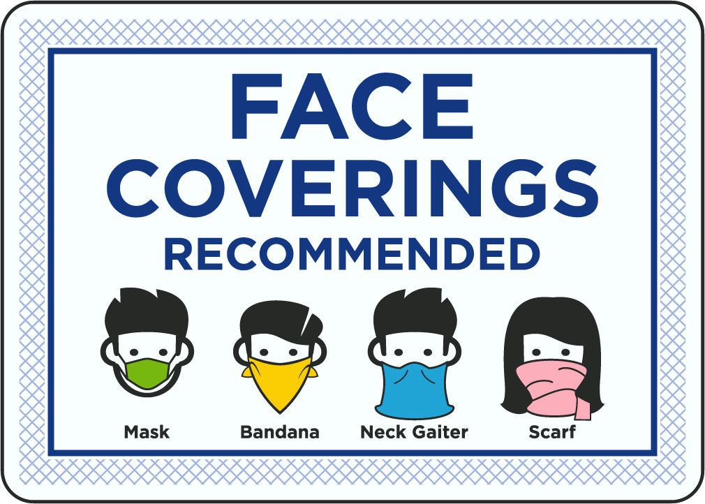 Face Coverings Recommended Sign D6413
