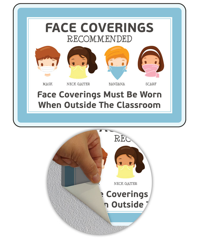 Face Coverings Recommended Sign, D6455