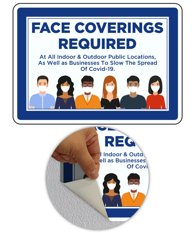 Face Coverings Required Indoor &amp; Outdoor Sign D6521, by SafetySign.com