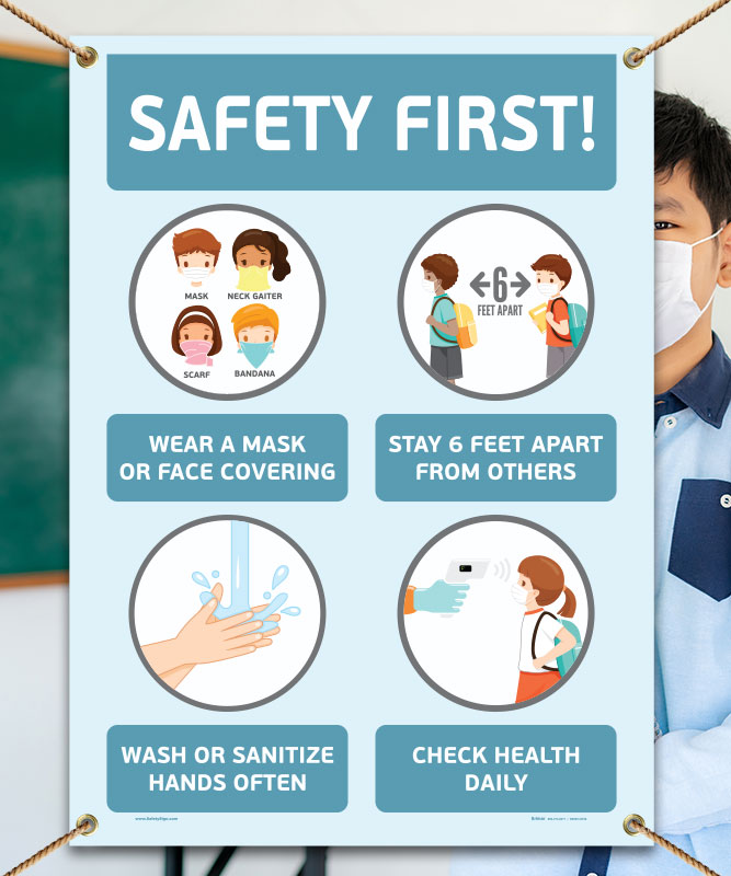 Safety First! Wear a Mask Childrens Banner - Get 10% Off Now