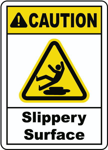 Danger Slippery Surface Self-Adhesive Sticker 300mm x 100mm Caution Hazard 