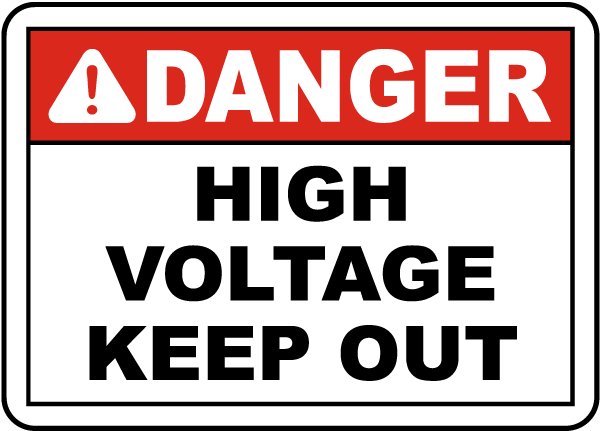 HIGH VOLTAGE KEEP OUT 10 Length x 14 Height NMC ESD139AB Bilingual OSHA Sign 0.040 Aluminum Black/Red on White Legend DANGER 