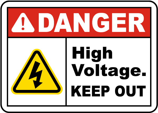 Decal Sticker Danger High Voltage Keep Out safety Caution sign electricity X8643
