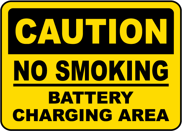 No Smoking Battery Charging Area Sign E4588 By Safetysign Com