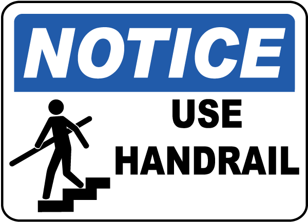 6 X CAUTION USE HANDRAIL STICKERS SIGNS 