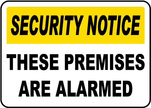 Premises are Alarmed Sign 100mm x 150mm S11 - CCTV A6 Sticker Camera 