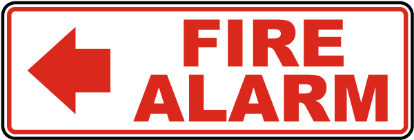 Fire Alarm Print Red White Black Poster Down Arrow Business Office Store Customer Employee Notice Sign 