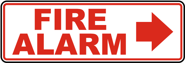Fire alarm call point right arrow Safety sign 