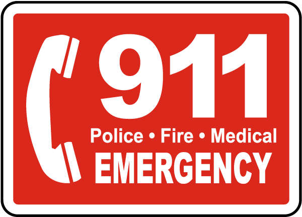 EMERGENCY CALL 911 HIGHLY REFLECTIVE VEHICLE DECAL  6" RED AND SILVER 