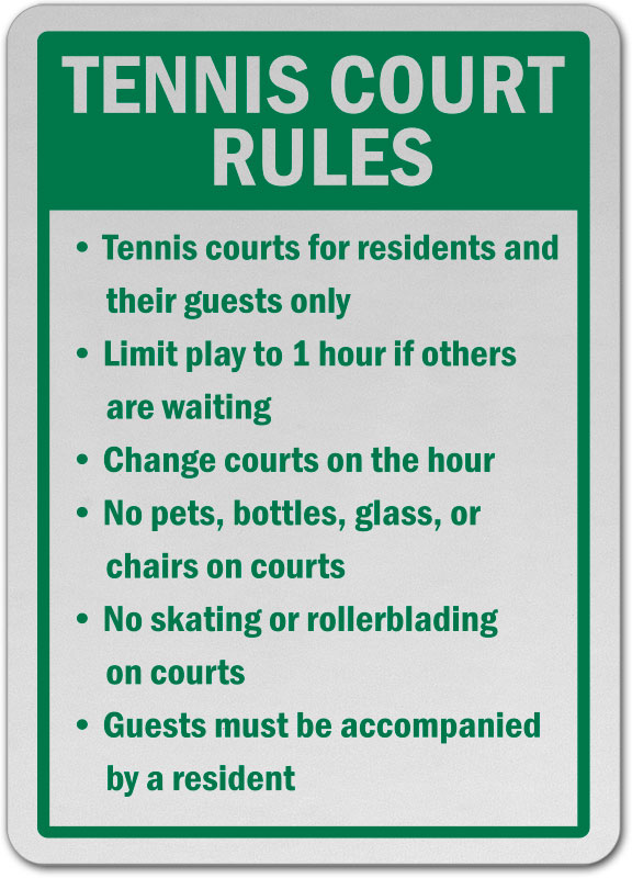 Tennis Court Rules Sign F7749 By Safetysign Com