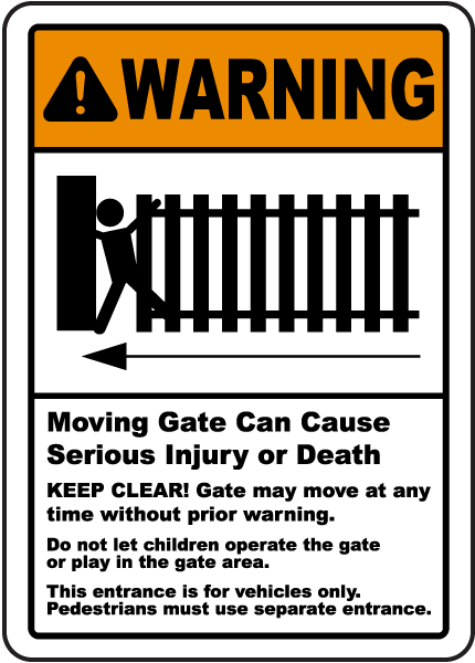 OSHA Notice Sign Warehouse & Shop Area  Made in the USA Aluminum Sign Moving Gate Can Cause Serious Injury Or Work Site Protect Your Business 